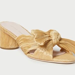 Loeffler Randall Gold Emilia Hay Pleated Bow Heel (2 inch heel)
